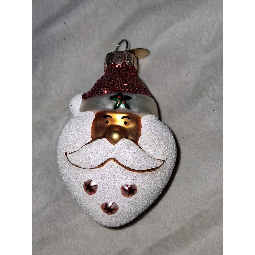Celebrations by Radko Gingerbread Santa Peppermint Candy Glass Ornament Poland